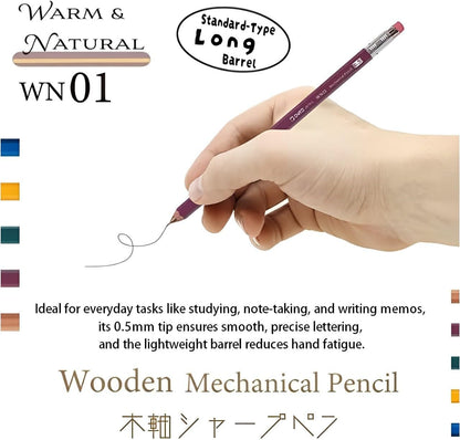 OHTO WN01 Wooden Mechanical Pencil, 0.5mm Fine Point, Standard Long Barrel, Green Body, Made from Incense Cedar, WN01-SP5-GN
