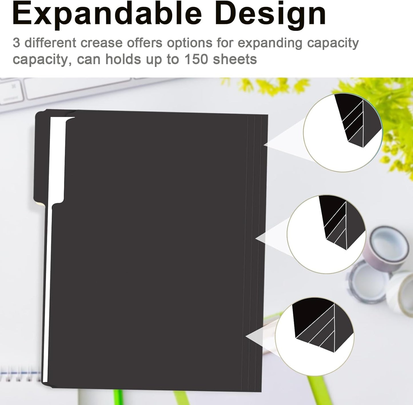 File Folder, RAZCC 150 Pack 1/3 Cut Tab File Folders Letter Size, Manila Folders, Folders with Tab, Great for Organizing and Easy File Storage
