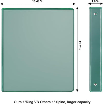 COMIX 3 Ring Binder 2 inch with Clear View Cover, 2" View Binder Holds 450 Sheets of US Letter Size Paper, 6 Pack (Green)