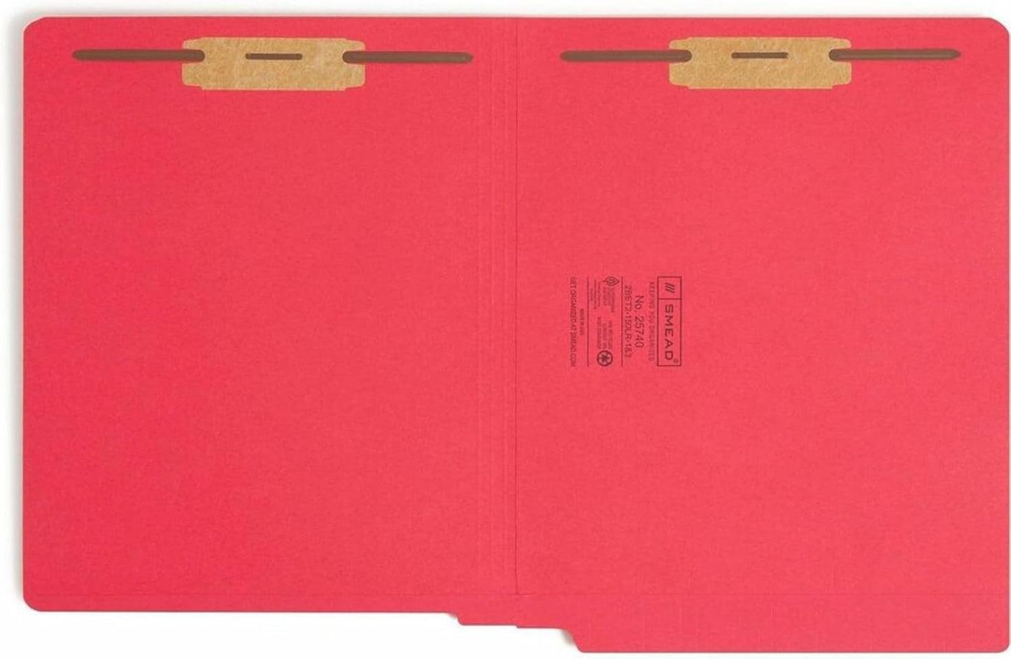 Smead Heavyweight End Tab Fastener File Folder, Shelf-Master® Reinforced Straight-Cut Tab, 2 Fasteners, Letter Size, Manila, 50 per Box (34215)