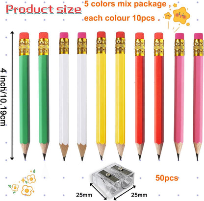 Adhere 25pcs Golf Pencils with Eraser Pre sharpened Hexagon half Wooden Pencils Graphite 2B for Golf Event Scoring,Classroom,Wedding,Company Meetings,Pew, Pocket (Nature)