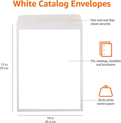 Amazon Basics Catalog Mailing Envelopes, Peel and Seal, 9" x 12", Brown Kraft, 100-Pack