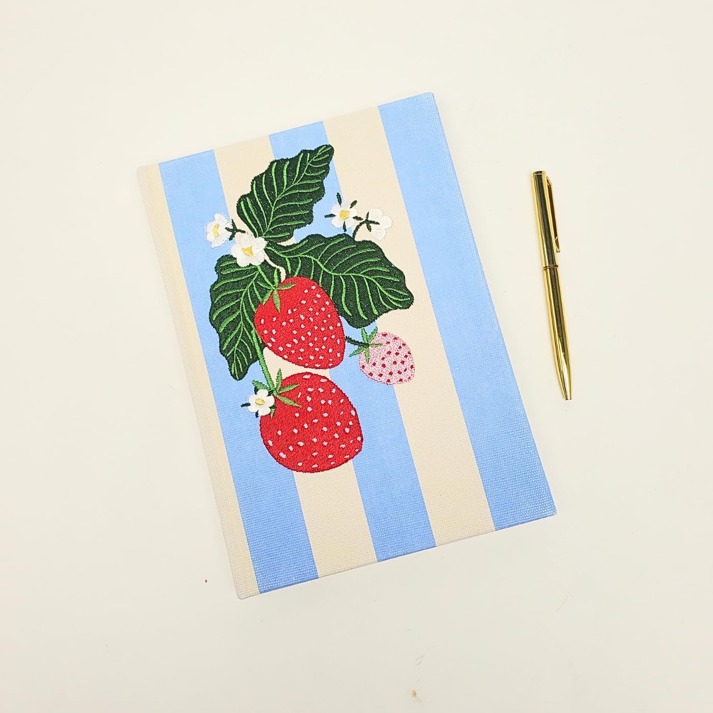 Lady Jayne Embroidered Canvas Hardcover Journal with 192 Lined Pages, 6” x 8.5” – Flower Market Poppy (83289)