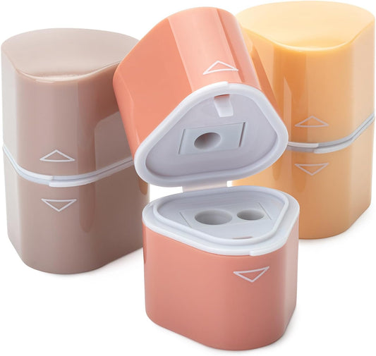 Mr. Pen- Pencil Sharpeners Manual, 3 Pack, 3 Holes, Colorful, Handheld Pencil Sharpener, Large Waste Box, Compatible with Standard and Jumbo Pencils, Stainless Steel Blade for Kids, School, Office