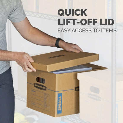 Bankers Box Small Classic Moving Box, 10-Pack, Reinforced Handles, Tape-Free Assembly, 15 x 12 x 10 Inches (7714901)