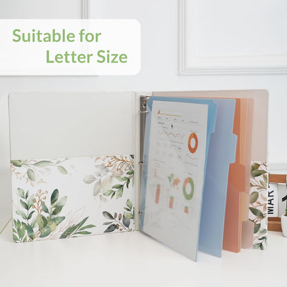SKYDUE 1 Inch 3-Ring Binder with Clipboard, PU Aesthetic Binder with 5 Dividers, Notepad, Stickers & Pockets for Work and School (Letter Size)