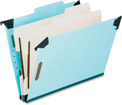 Pendaflex 59252 Pressboard Hanging Classi-Folder, 2 Divider/6-Sections, Letter, 2/5 Tab, Blue