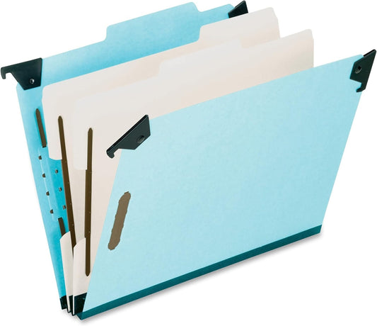 Pendaflex 59252 Pressboard Hanging Classi-Folder, 2 Divider/6-Sections, Letter, 2/5 Tab, Blue