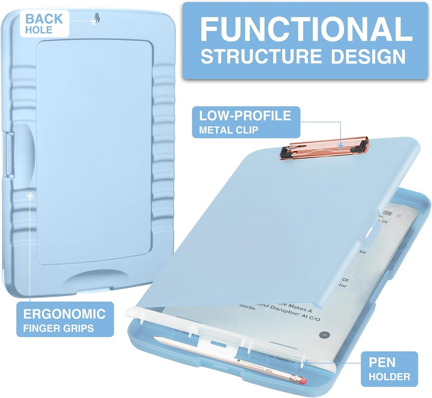 Sooez Clipboards with Storage, High Capacity Clip Boards 8.5x11 with Storage, Heavy Duty Nursing Clipboard Folder, Plastic Clipboard with Pen Holder for Women Teachers Work, School & Office Supplies
