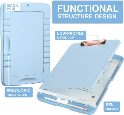 Sooez Clipboards with Storage, High Capacity Clip Boards 8.5x11 with Storage, Heavy Duty Nursing Clipboard Folder, Plastic Clipboard with Pen Holder for Women Teachers Work, School & Office Supplies