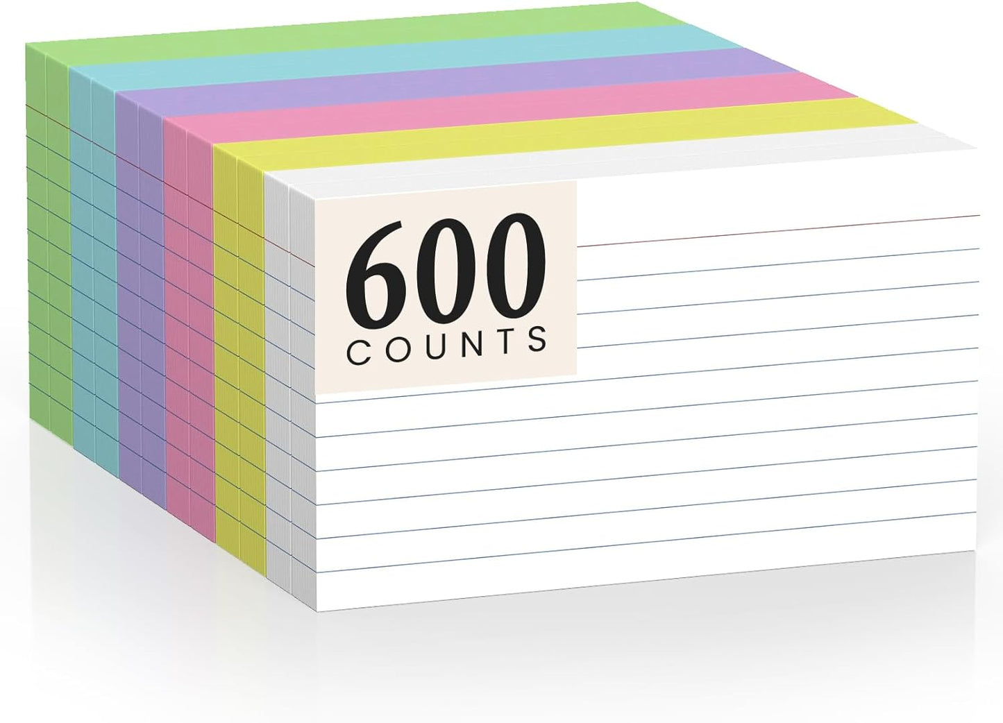 600 Count Index Cards 3 x 5 Inch Green Lined Flash Cards Ideal for Studying and To-do-List, Portable Note Cards Taking for Students and Teachers, Flash Card Styled for Home, Office or School Use