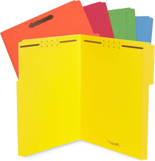 Blue Summit Supplies Blue File Folders with Fasteners, File Folders Legal Size, 1/3 Cut Reinforced Tabs, Durable 2 Prongs, Designed to Organize Standard Medical or Law Files, 50 Pack