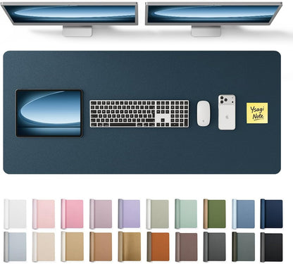 YSAGi Leather Office Desk Pad Protector, Large Mouse Pad, Non-Slip, PU Leather, Laptop Desk Blotter, Waterproof Writing Pad for Office and Home, Black, 23.6" x 13.8" - Colors B