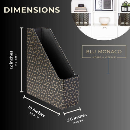 BLU MONACO | Cardboard Magazine File Holder Set of 4 | Vertical Magazine File Holder for Desk and Shelves | Standing File Holder for Classroom School Paper Storage