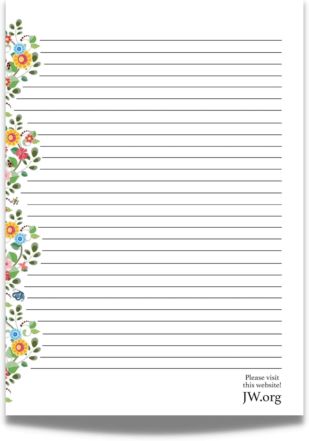 JW Letter Writing A4 Pad Stationery Paper Lined Gift Notepad Writing Sheets (Pink Rose)