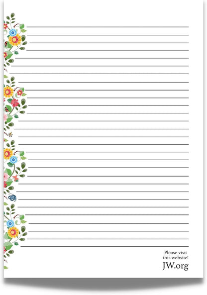 JW Letter Writing A4 Pad Stationery Paper Lined Gift Notepad Writing Sheets (Pink Rose)