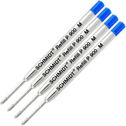 4 Pack - Ink Refill Blue Medium Schmidt P900 Parker Style Ballpoint Refill