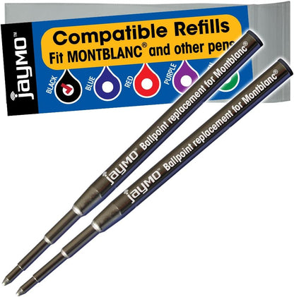 Jaymo Replacement for Montblanc 116218 - Measures 3.875 in / 98 mm Long - Ballpoint Pen Refill - 6 Purple