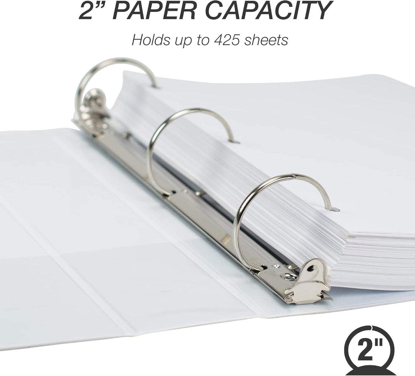 Samsill 1.5 Inch 3 Ring Binders, Economy Round Ring, Clear View Cover, 325 Sheet Capacity - for School, Home, Office - White, 4 Pack