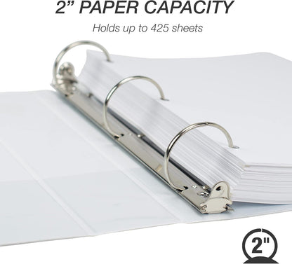 Samsill 1.5 Inch 3 Ring Binders, Economy Round Ring, Clear View Cover, 325 Sheet Capacity - for School, Home, Office - White, 4 Pack