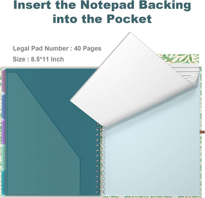 Hongri Clipboard Folio with Refillable Lined Notepad, 8.5 x 11 Folders with Storage 10 Pockets, Spiral Portfolio, Size 12.8X 9.7 in, Office & School Supplies, Skeleton