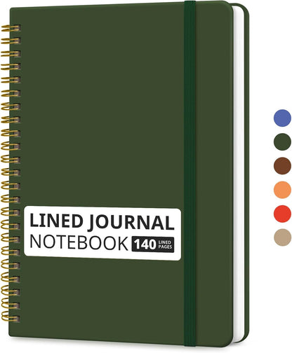 Taja Lined Spiral Journal Notebook for Women & Men, 140 Pages, College Ruled Hardcover Notebook for Work & Note Taking, Journals for Writing, A5(5.7" x 7.9") - Green