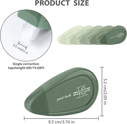 5pcs White Correction Out Tape, 32.81 Feet Cute Correction Tape for Instant Corrections, Easy to Use Applicator for Office and School Supplies (Green)