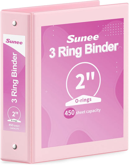 SUNEE 3 Ring Binder 3 Inch 1 Pack, Clear View Binder Three Ring PVC-Free (Fit 8.5x11 Inches) for School or Office Supplies, Pink