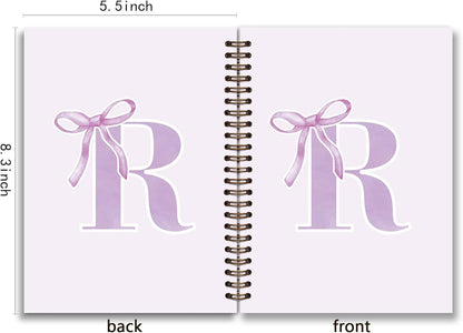 Blue Bow Journal Notebook for Girls,Initial H Journals Personalized Diary Gifts for Teen Girl Kids,Monogrammed Gifts for Women,Trendy Coquette Cute Hardcover Spiral Notebook 5.5 x 8.3 - Colors A