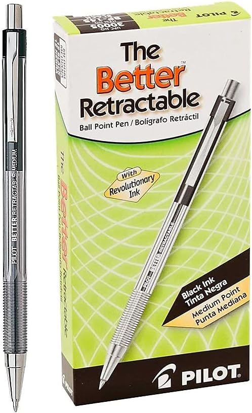 PILOT Pen 30000 The Better Ball Point Pen Refillable & Retractable Ballpoint Pens, Fine Point, Black Ink, 12-Pack