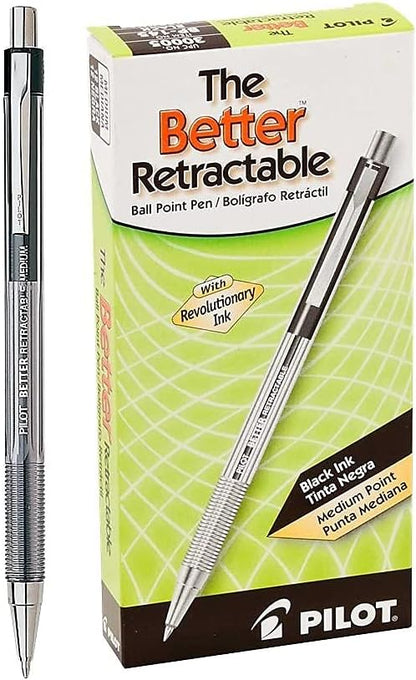 PILOT Pen 30000 The Better Ball Point Pen Refillable & Retractable Ballpoint Pens, Fine Point, Black Ink, 12-Pack