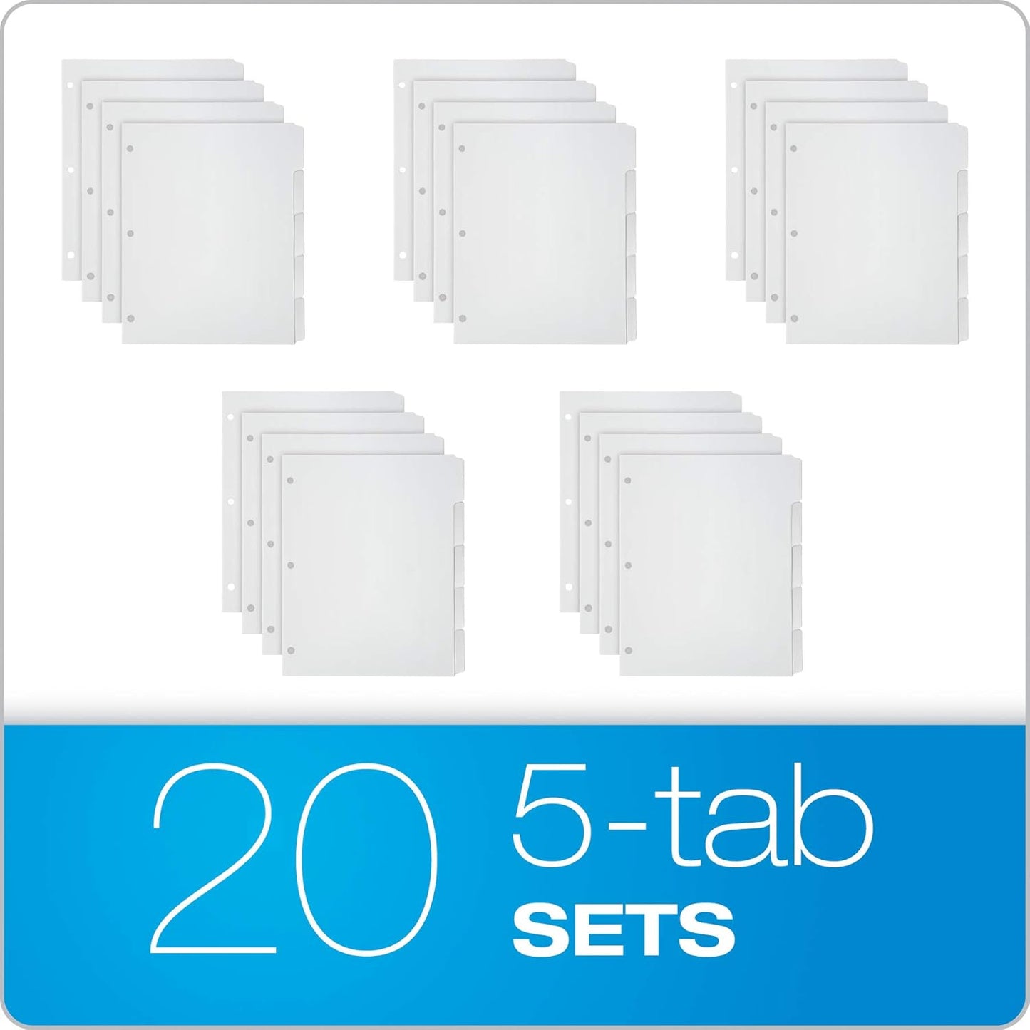 Oxford Binder Dividers for 3 Ring Binders, 10 Pack, 8-Tab Dividers, Write On Tabs, White Paper, 80 Total