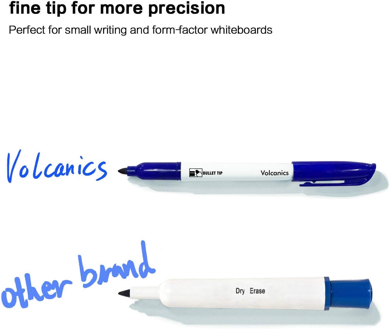 Volcanics Black Dry Erase Markers Low Odor Fine Whiteboard Markers Thin Box of 12