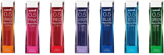 Uni NanoDia Color Mechanical Pencil Leads 0.5mm 7 Color Set, 7 Pack/total 140 Leads