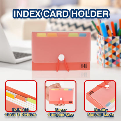 H4D 3x5 Index Card Case with 100 Heavyweight Ruled Index Cards and Dividers, Black