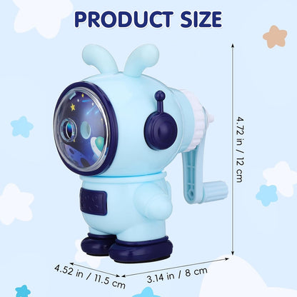jojofuny Cute Rabbit Astronaut Pencil Sharpener for Kids - Heavy Duty Manual Hand Crank with 3 Sharpness Levels, Large Shavings Tray - Cool Space Theme School Supplies Gift for Boys & Girls