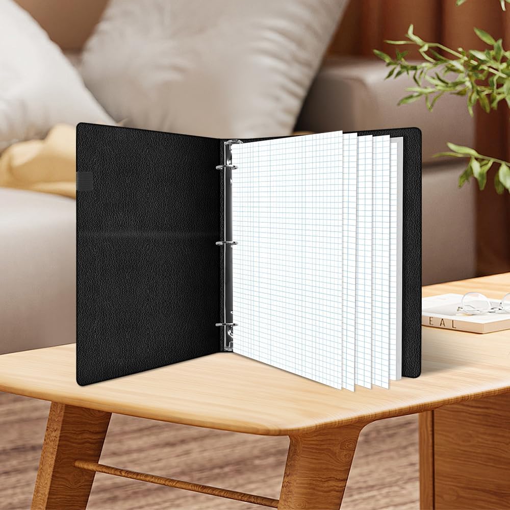A4 TUL Discbound Grid Filler Paper - 11 Disc Graph Paper, Letter Size 100Sheets / 200Pages Loose-Leaf Paper, 100gsm White Paper, 8.5'' x 11''