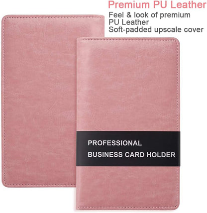 Sooez Leather Professional Business Card Book Holder Organizer, 240 Capacity Credit Card Booklet, PU Name Cards Holder Storage File for Men Women, 7.7 x 4.5 Inch, Black