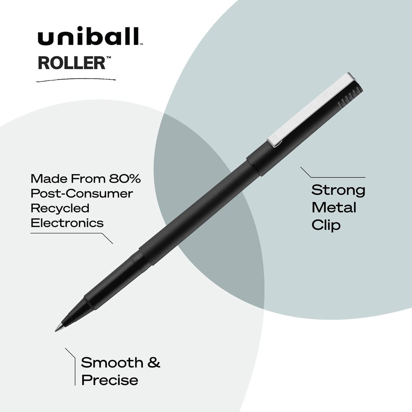 uniball Roller Rollerball Pens, Micro Point (0.5mm), Blue, 12 Pack