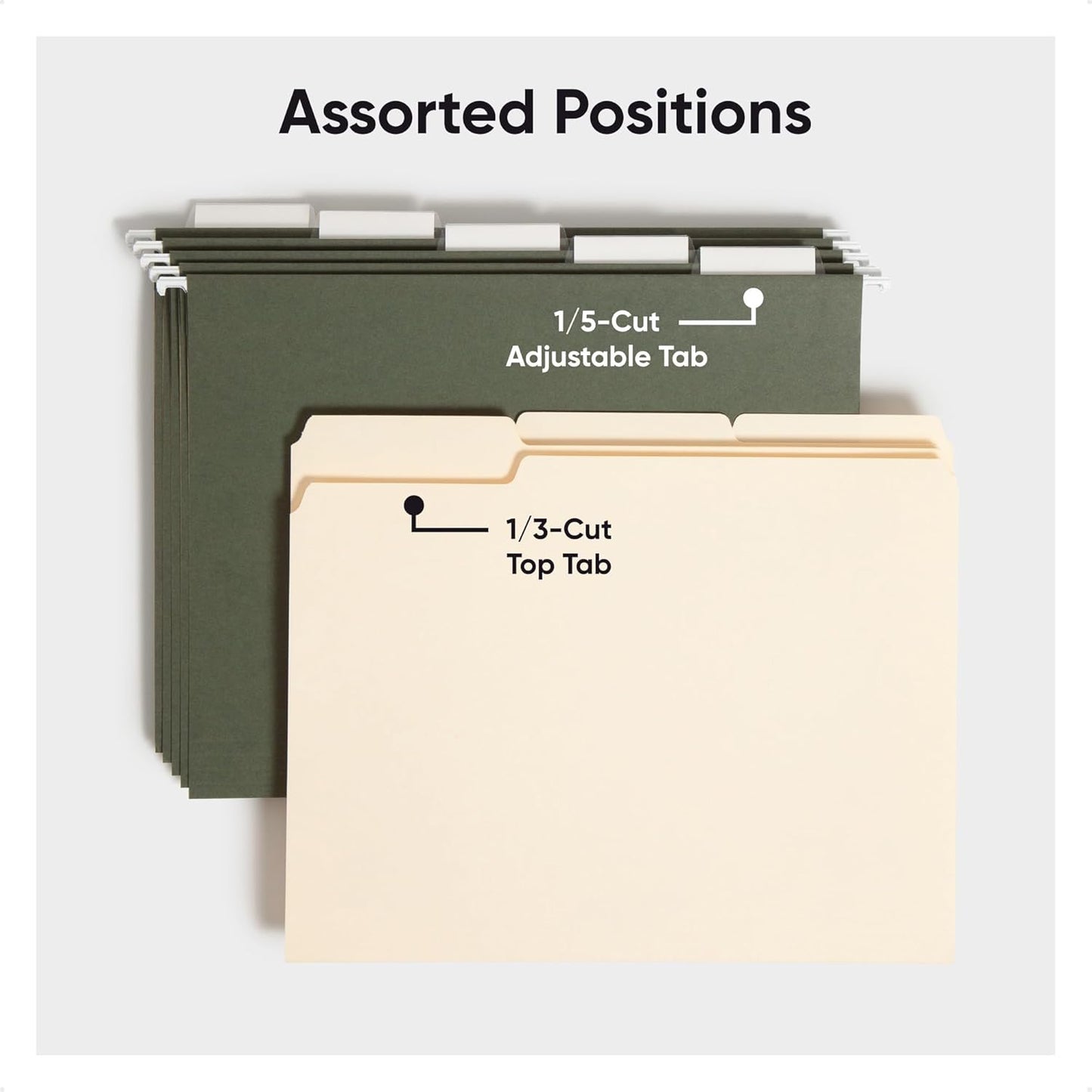 Smead Hanging File Folder, 1/5-Cut Adjustable Tab, Letter Size, Standard Green, Hanging Folders for Filing Cabinets, File Organizer Folder, 25 Count