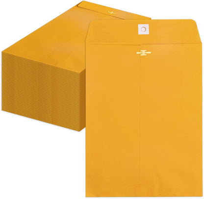 10x13 Clasp Envelopes 20 Pack, Goefun Large Brown Yellow Manilla Envelopes 10x13 with Clasp and Gummed Seal for Office - 100GSM Kraft Paper