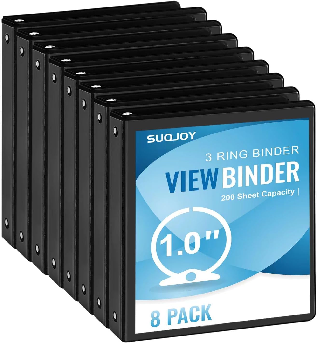 1/2 Inch 3-Ring Binder, 0.5-inch Round Ring Binder with 2 Inside Pockets, 12 Pack White Binders, Clear View CoverBinder Holds 8.5'' x 11''Paper for Office/Home/Back to School