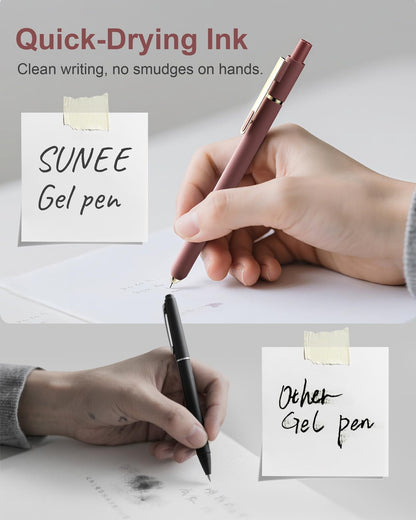 SUNEE Gel Pens, 6 Pack 0.5mm Pens Fine Point Smooth Writing Pens with Quick-Dry Black Ink, Cute Aesthetic School Office Note-Taking Pens for Journaling - Morandi