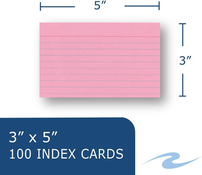 Roaring Spring Mini Index Cards 3"x2.5", 200 Count, 100# White Single Sided Ruled Paper, In Convent Tray Holder, Blank on Back (Pack of 1)