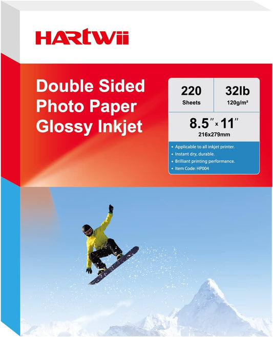 220 Sheets Inkjet Glossy Thin Paper 8.5x11 inch 30lb 120gsm A4 Letter Size For Brochure Printing, Custom Chip Bag Party Favors,Single Side, Suitable for All Dye Ink