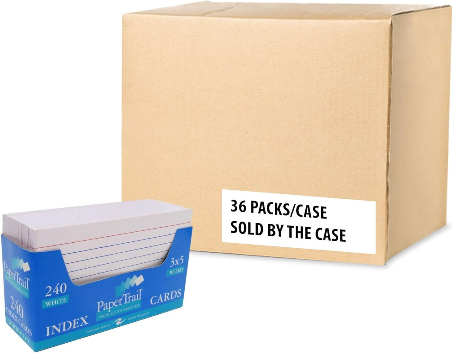 Roaring Spring Mini Index Cards 3"x2.5", 200 Count, 100# White Single Sided Ruled Paper, In Convent Tray Holder, Blank on Back (Pack of 1)