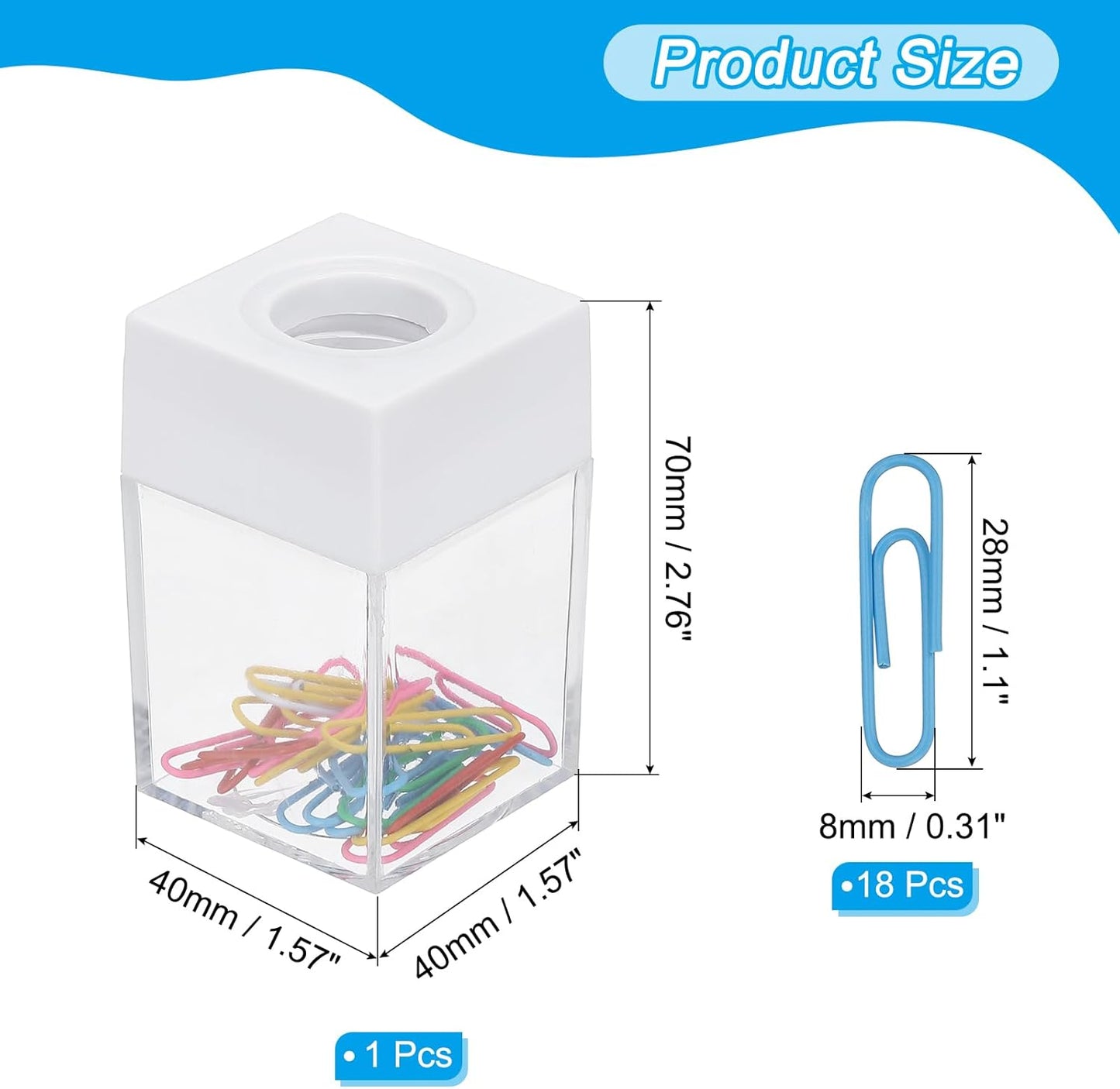 PATIKIL Magnetic Paper Clip Holder Dispenser, Large Capacity Paper Clip Organizers with Magnetic Top for Desk Supplies, Office, Classroom, Home, Purple