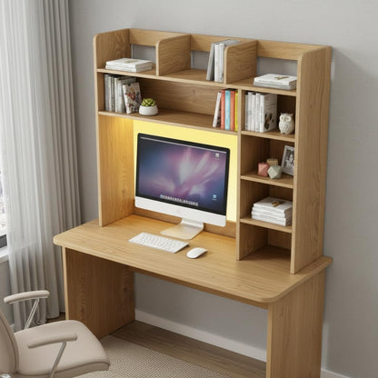 Tangkula Desktop Bookshelf, Countertop Storage Hutch with 5 Shelves for Computer Desk, Desk 3-Tier Display Rack, Multipurpose Wood Desktop Hutch Storage Organizer for Dorm Office Home