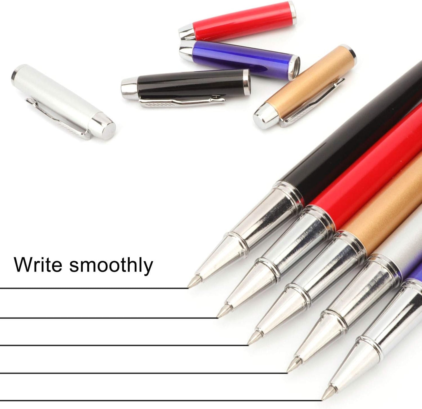 8 Pieces Replaceable Ballpoint Pen Refills Work for Most Brands Pens with Smooth Writing,Free-Flowing German Ink with Medium 0.5mm Ballpoint Tip(Black Refills and Length 4.4inch)