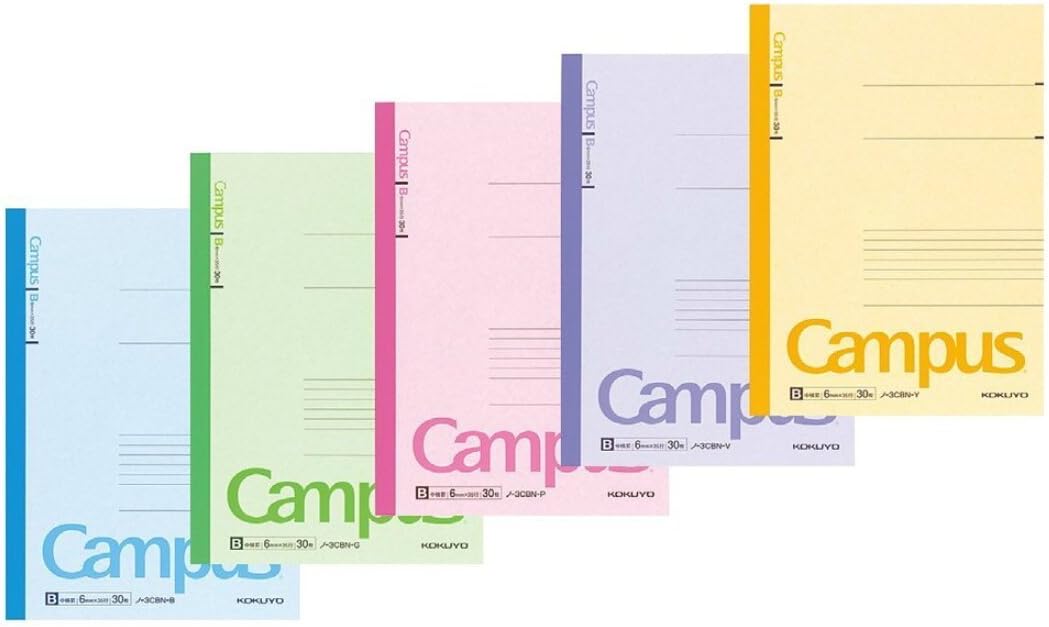 KOKUYO Composition Notebooks, 5 Pack Campus Semi-B5 Comp Book with B 6mm Ruled, 30 Sheets, Classic School Lined Notebook, Journal Notebook for Women Work Study Note Taking (NO-3CBNx5)